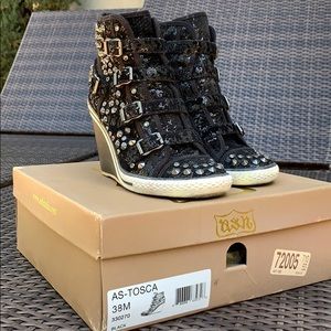 Ash Buckled Sparkles Wedge Sneaker